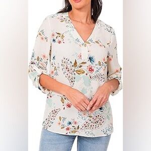 DR2 Multicolor Floral Tunic Blouse Size XL